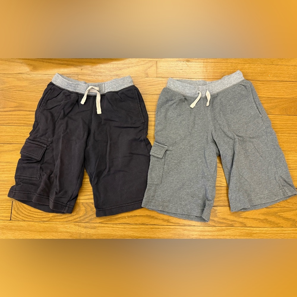 Two Hanna Andersson Kids Cargo Shorts - Gray and Black Size 6-7